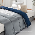 blue minky and grey cooling bamboo duvet cover  for weighted blanket calming comforter cover for hot sleepers